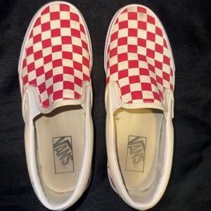 Red Checkered Slip-On Vans Shoes